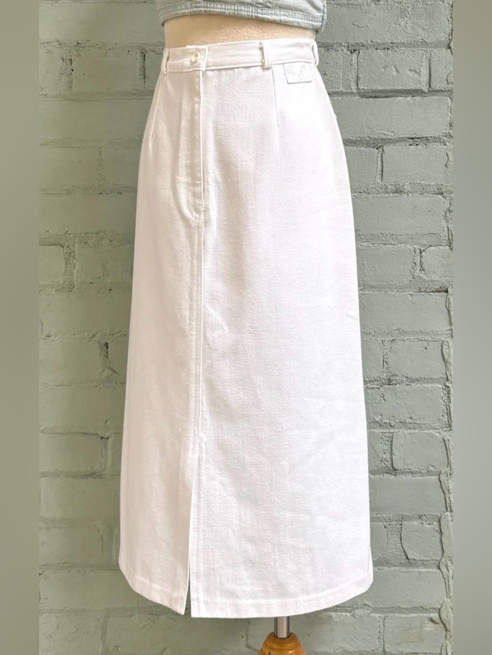 Vintage White Jean Midi Skirt Like New